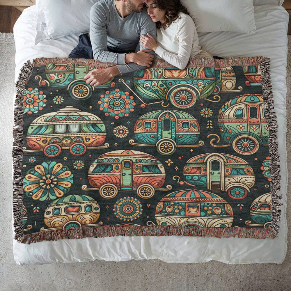 Fairyland vintage Campers Woven Blanket
