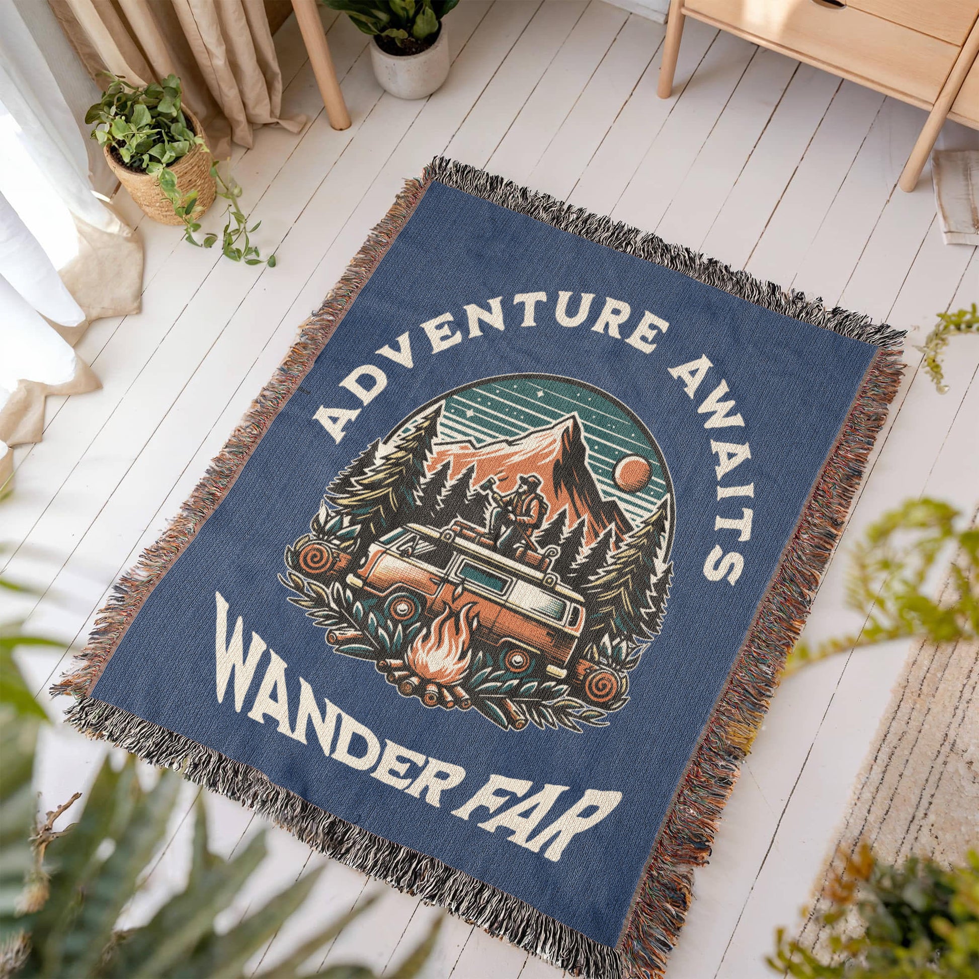 Adventure Awaits - Wander Far Woven Blanket