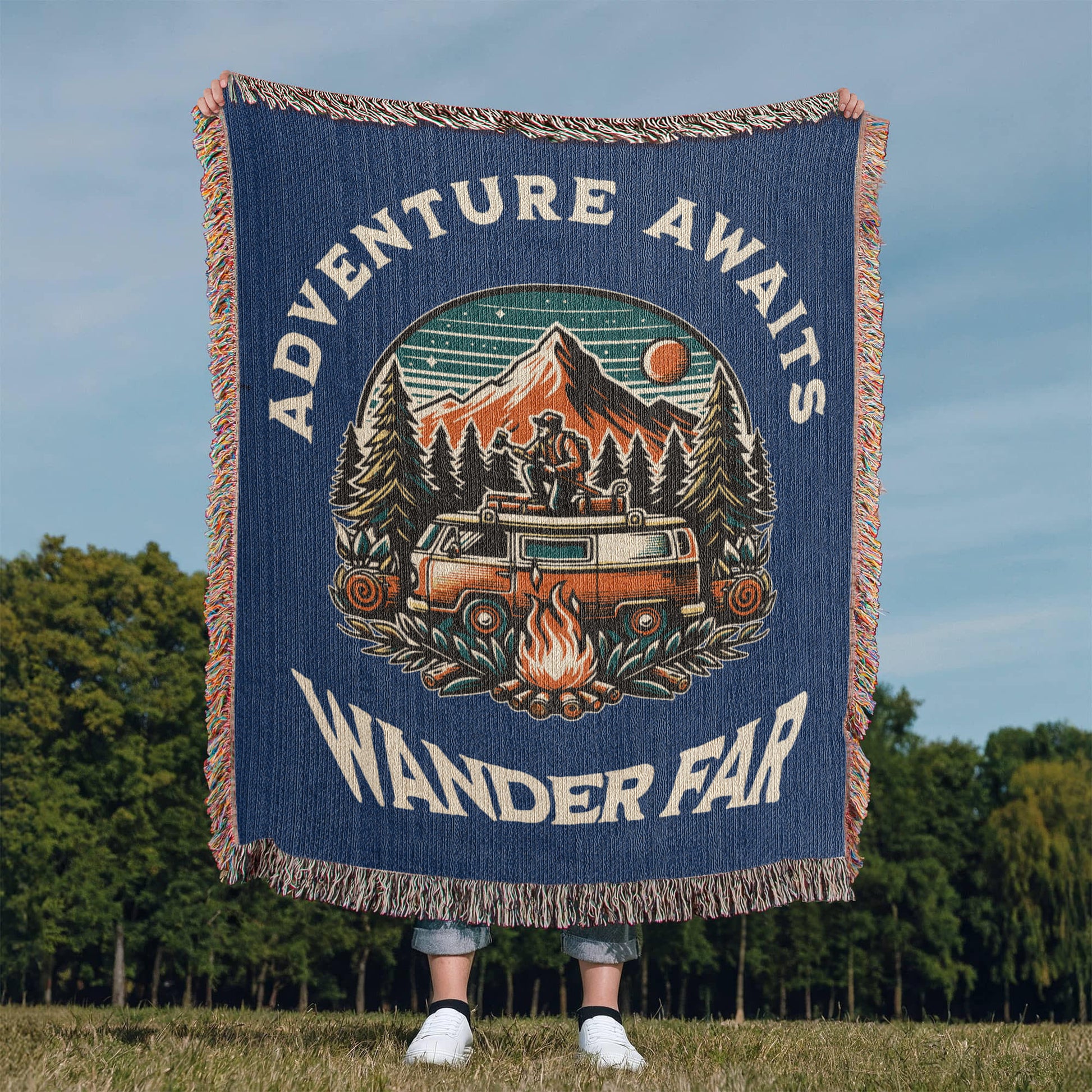 Adventure Awaits - Wander Far Woven Blanket