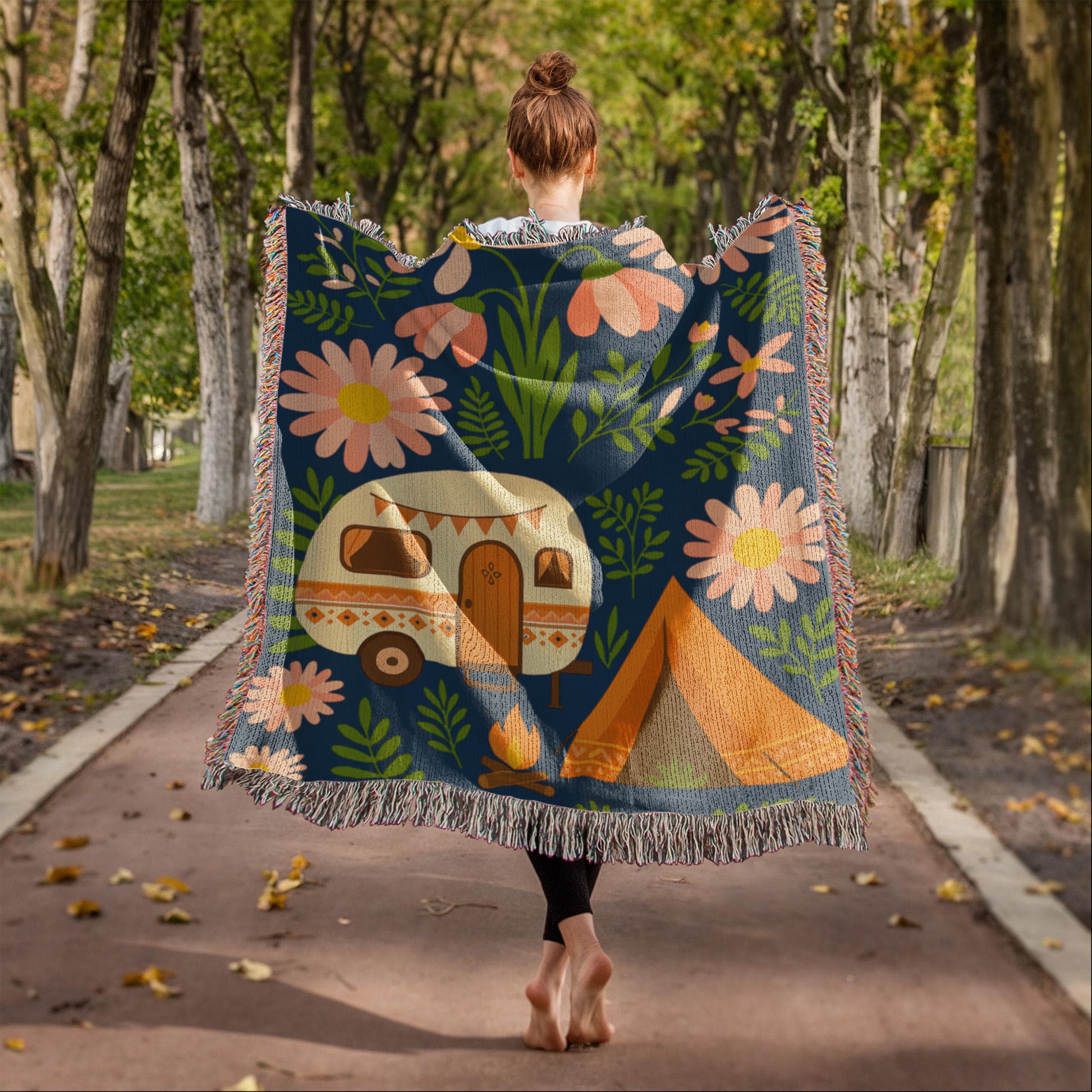 Boho Style Camping  Woven Blanket