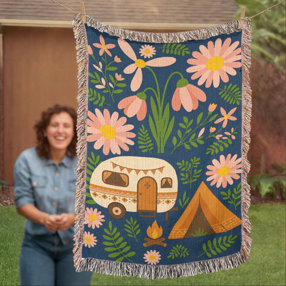 Boho Style Camping  Woven Blanket