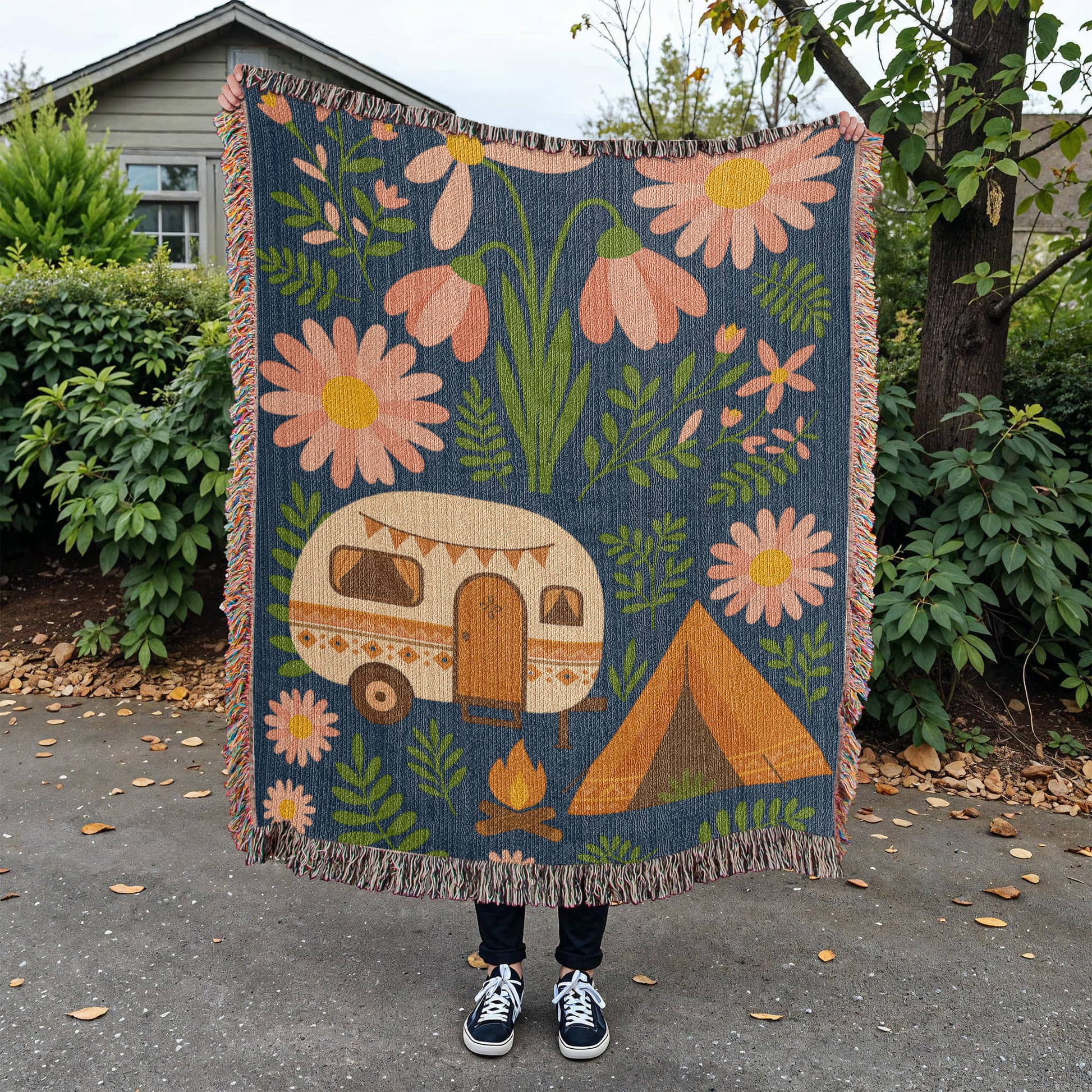 Boho Style Camping  Woven Blanket