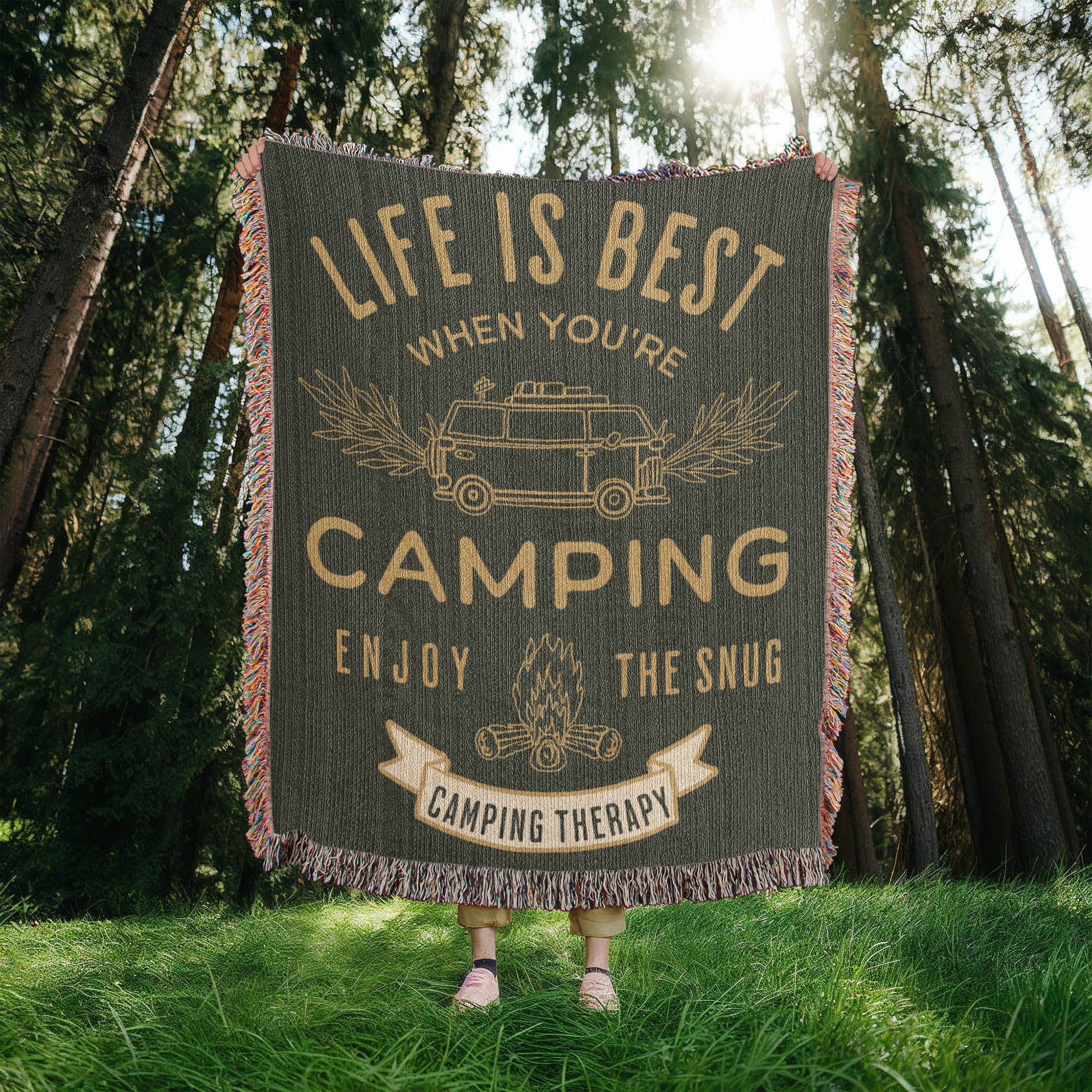 Camping Therapy Woven Blanket