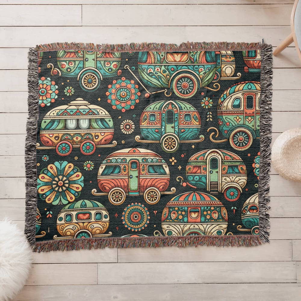 Fairyland vintage Campers Woven Blanket