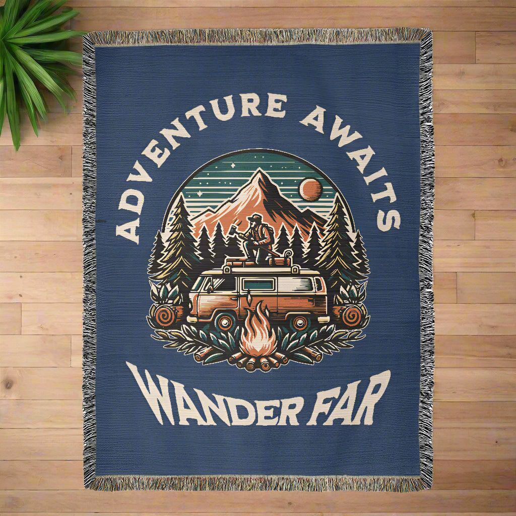 Adventure Awaits - Wander Far Woven Blanket