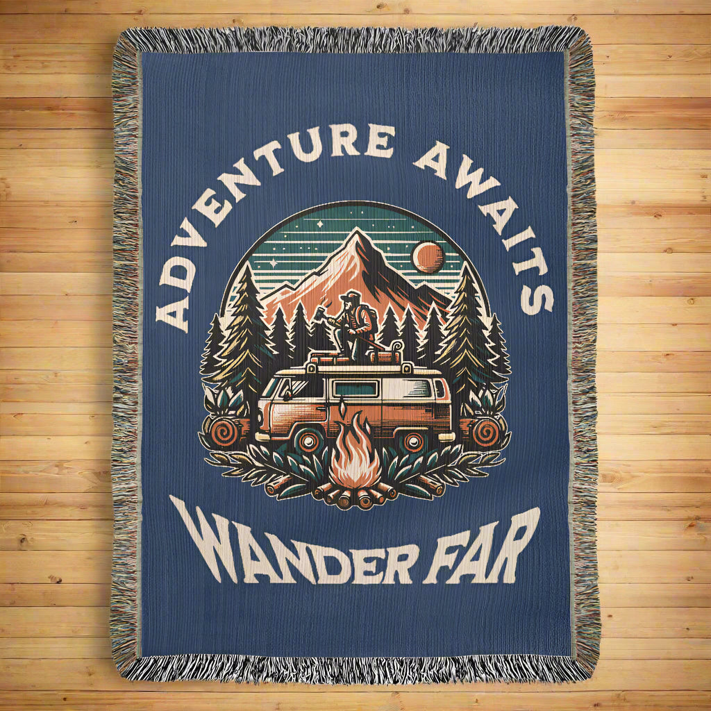 Adventure Awaits - Wander Far Woven Blanket