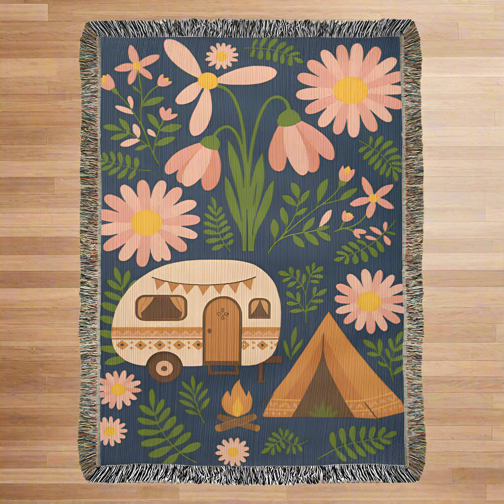 Boho Style Camping  Woven Blanket