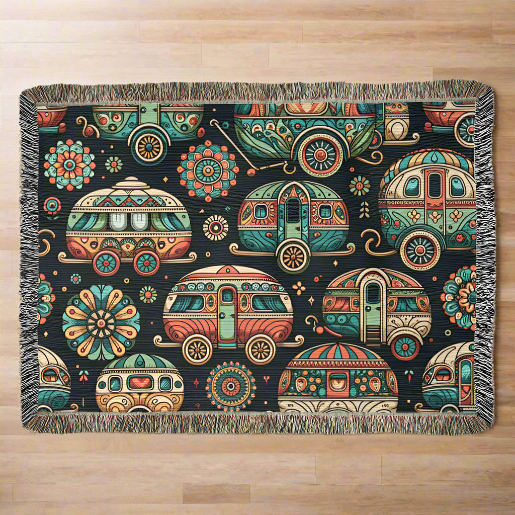 Fairyland vintage Campers Woven Blanket