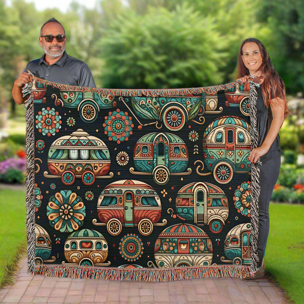 Fairyland vintage Campers Woven Blanket