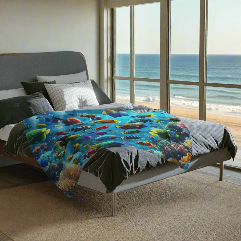 Tropical Fish World Velveteen Microfiber Blanket
