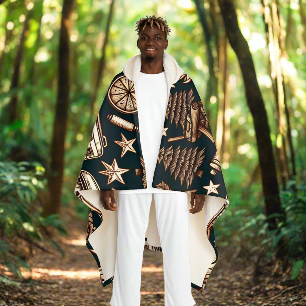 Grumpy Old Campers Hooded Sherpa Fleece Blanket