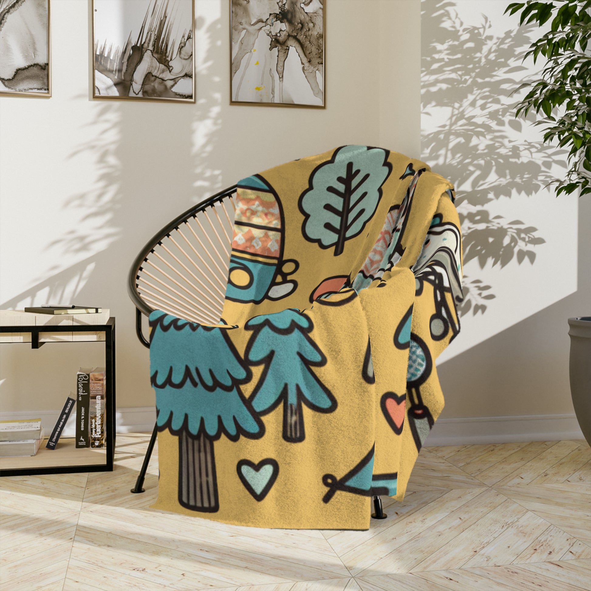 Fun & Cute Camping Velveteen Microfiber Blanket