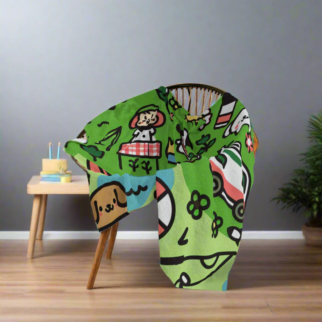 Cozy Camping Friends Velveteen Microfiber Blanket