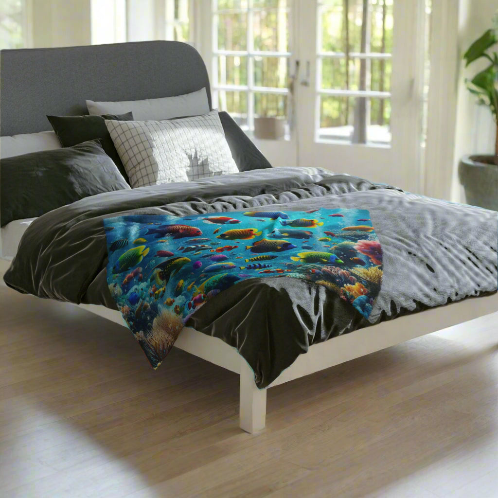 Tropical Fish World Velveteen Microfiber Blanket
