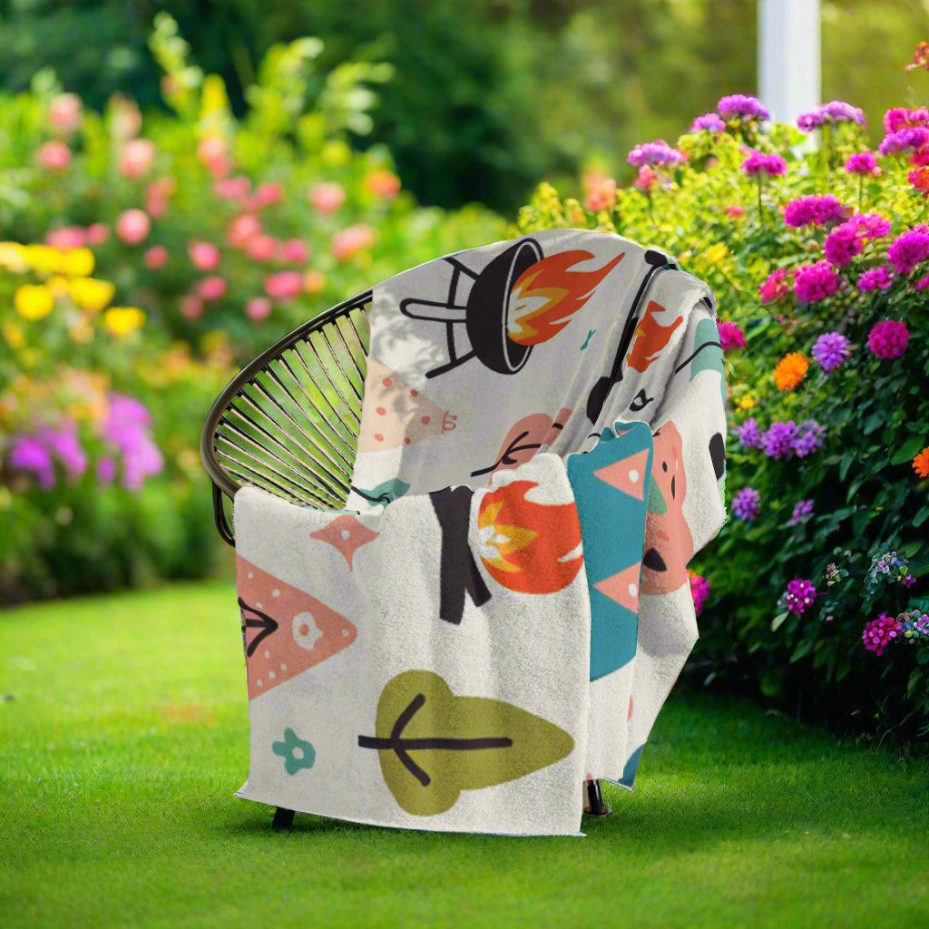 Happy Campers Cute Cozy Velveteen Microfiber Blanket