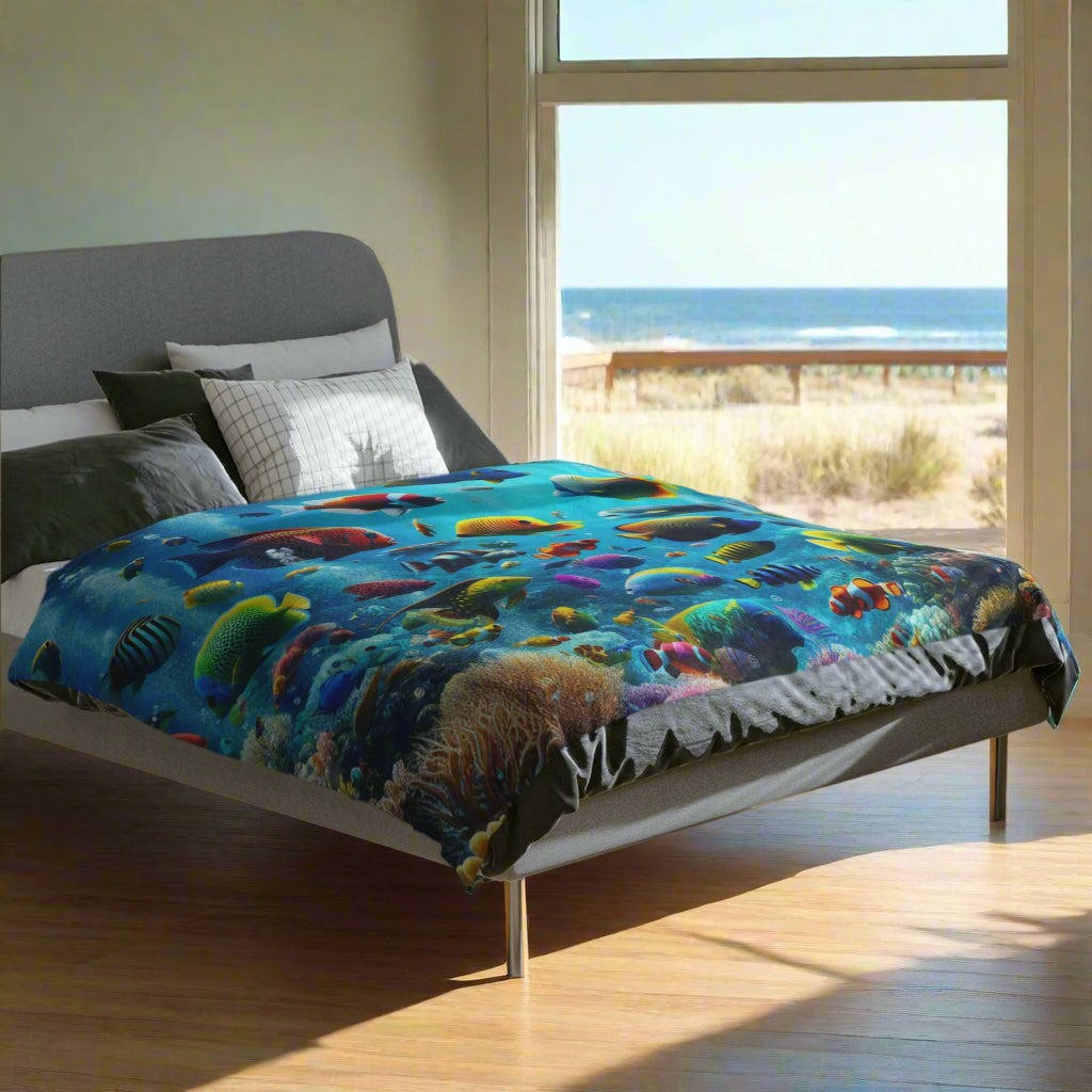 Tropical Fish World Velveteen Microfiber Blanket