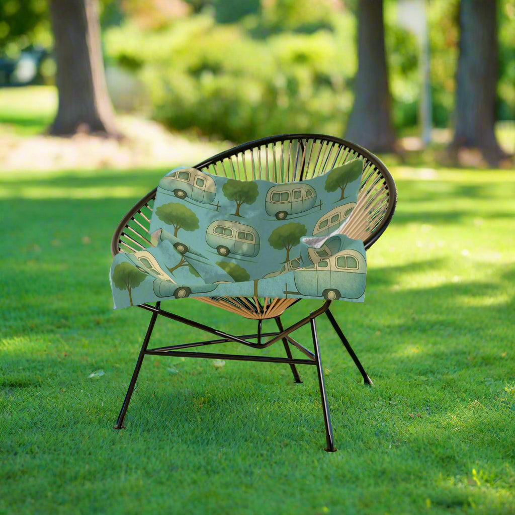 Cozy Retro Caravan Velveteen Microfiber Blanket