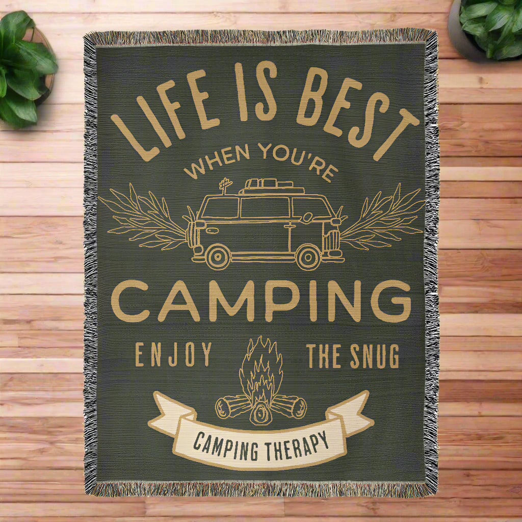 Camping Therapy Woven Blanket