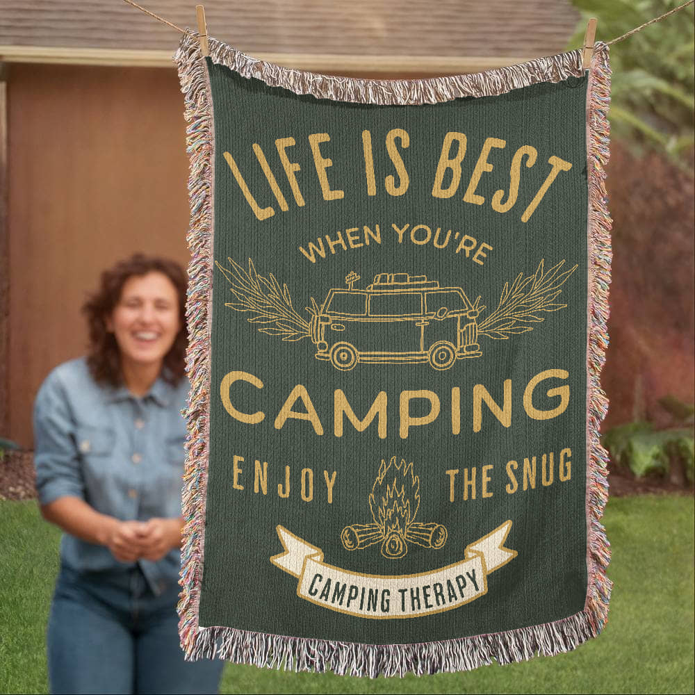 Camping Therapy Woven Blanket