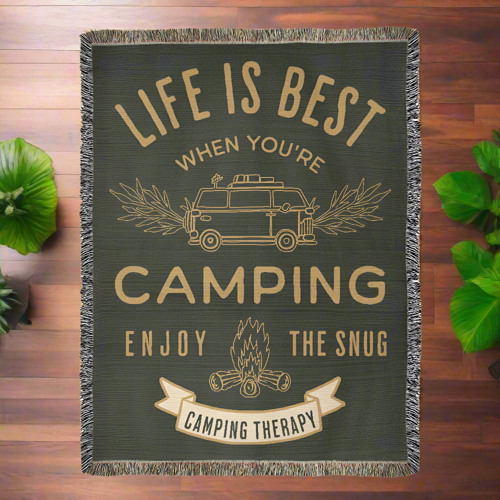 Camping Therapy Woven Blanket