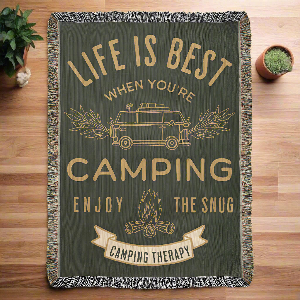 Camping Therapy Woven Blanket