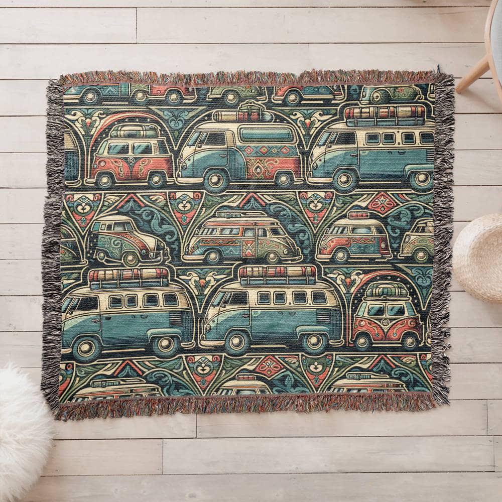 Vintage Camper Woven Blanket