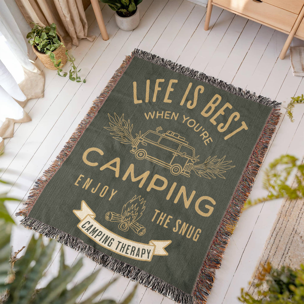 Camping Therapy Woven Blanket