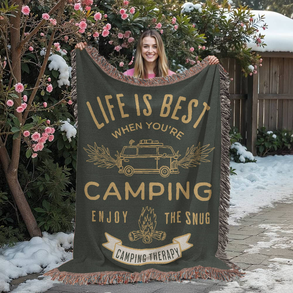 Camping Therapy Woven Blanket