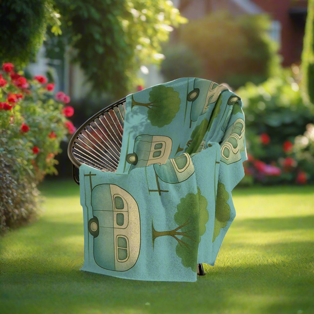 Cozy Retro Caravan Velveteen Microfiber Blanket