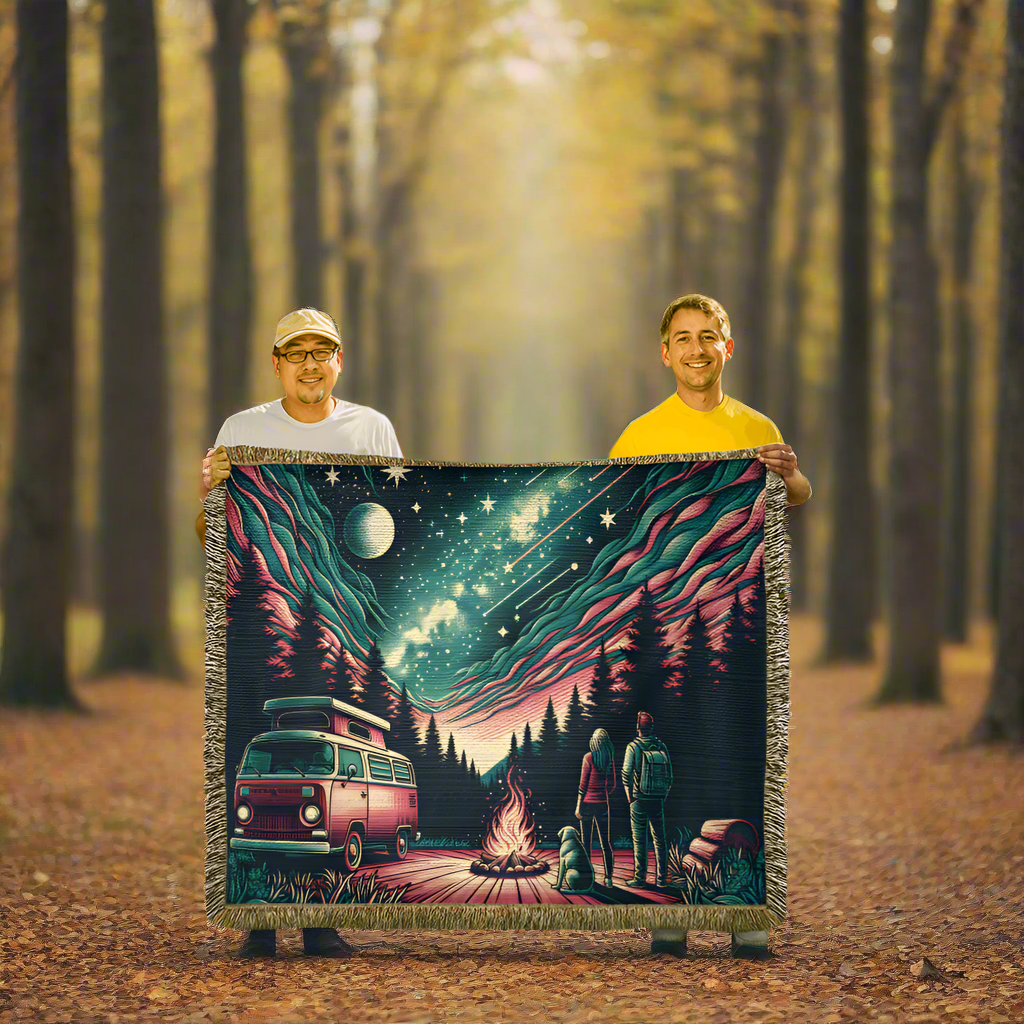 Starry Night Outdoor Adventure Woven Blanket