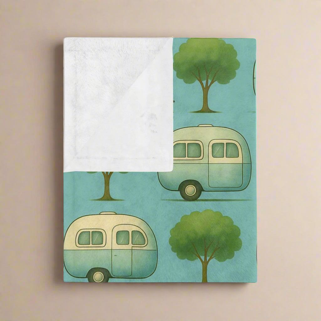 Cozy Retro Caravan Velveteen Microfiber Blanket