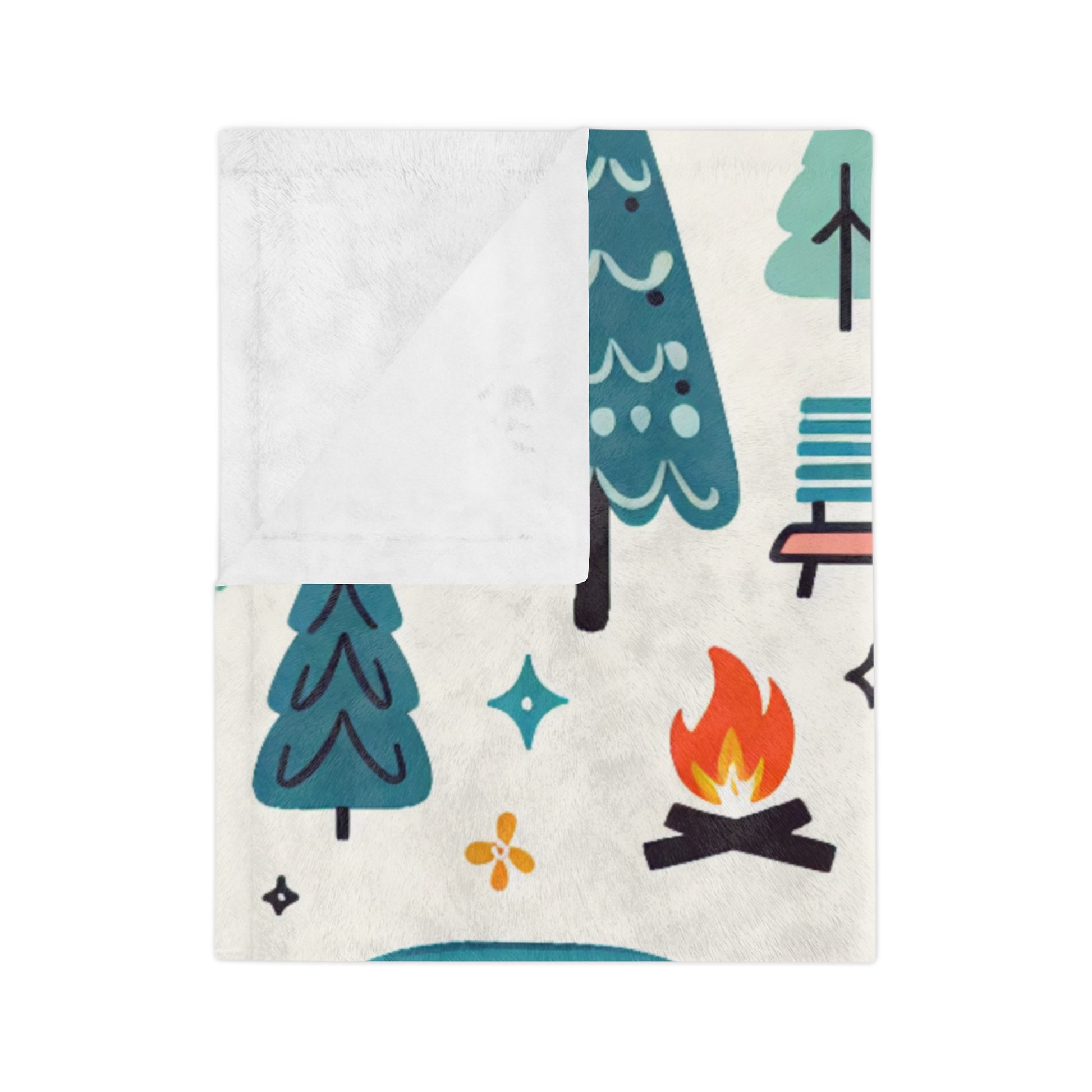 Happy Campers Cute Cozy Velveteen Microfiber Blanket