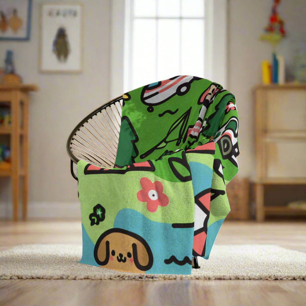 Cozy Camping Friends Velveteen Microfiber Blanket