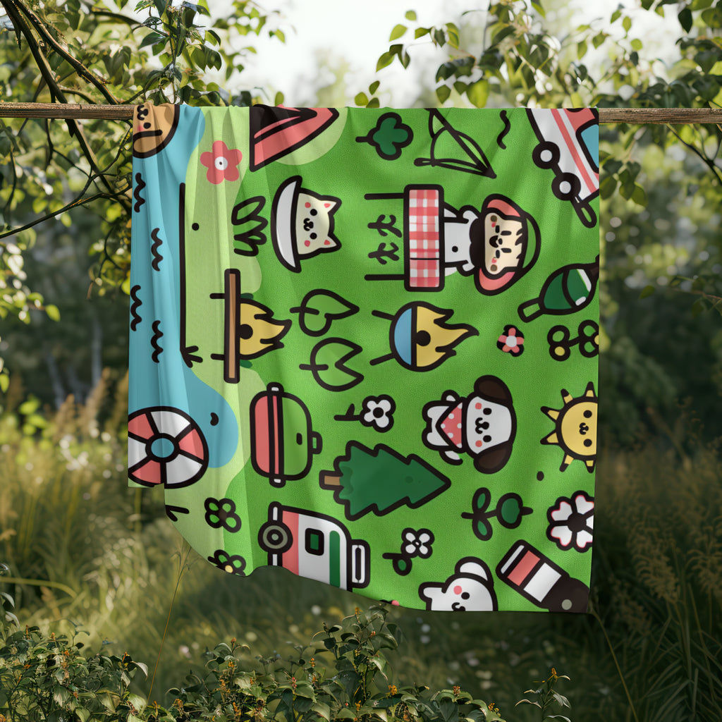 Cozy Camping Friends Velveteen Microfiber Blanket