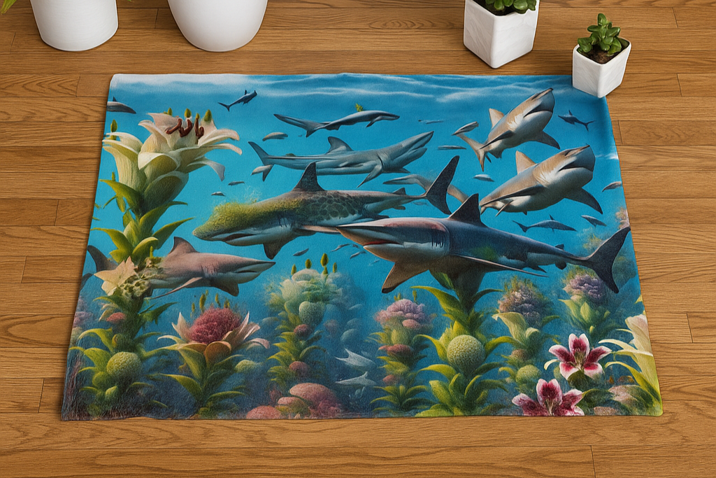 Ocean Adventure Shark Velveteen Microfiber Blanket