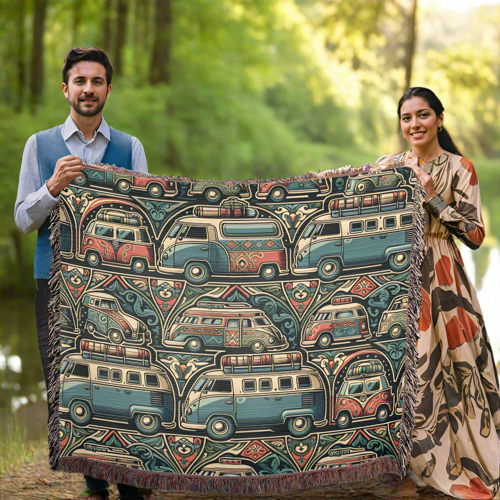 Vintage Camper Woven Blanket