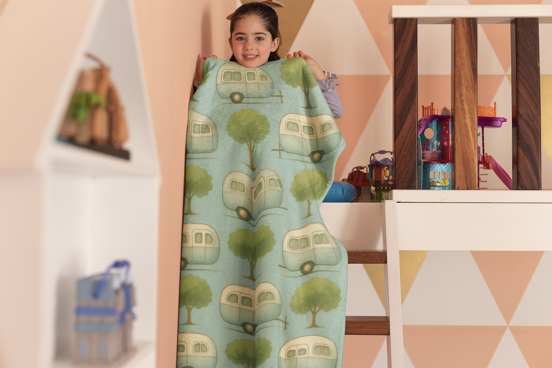 Cozy Retro Caravan Velveteen Microfiber Blanket