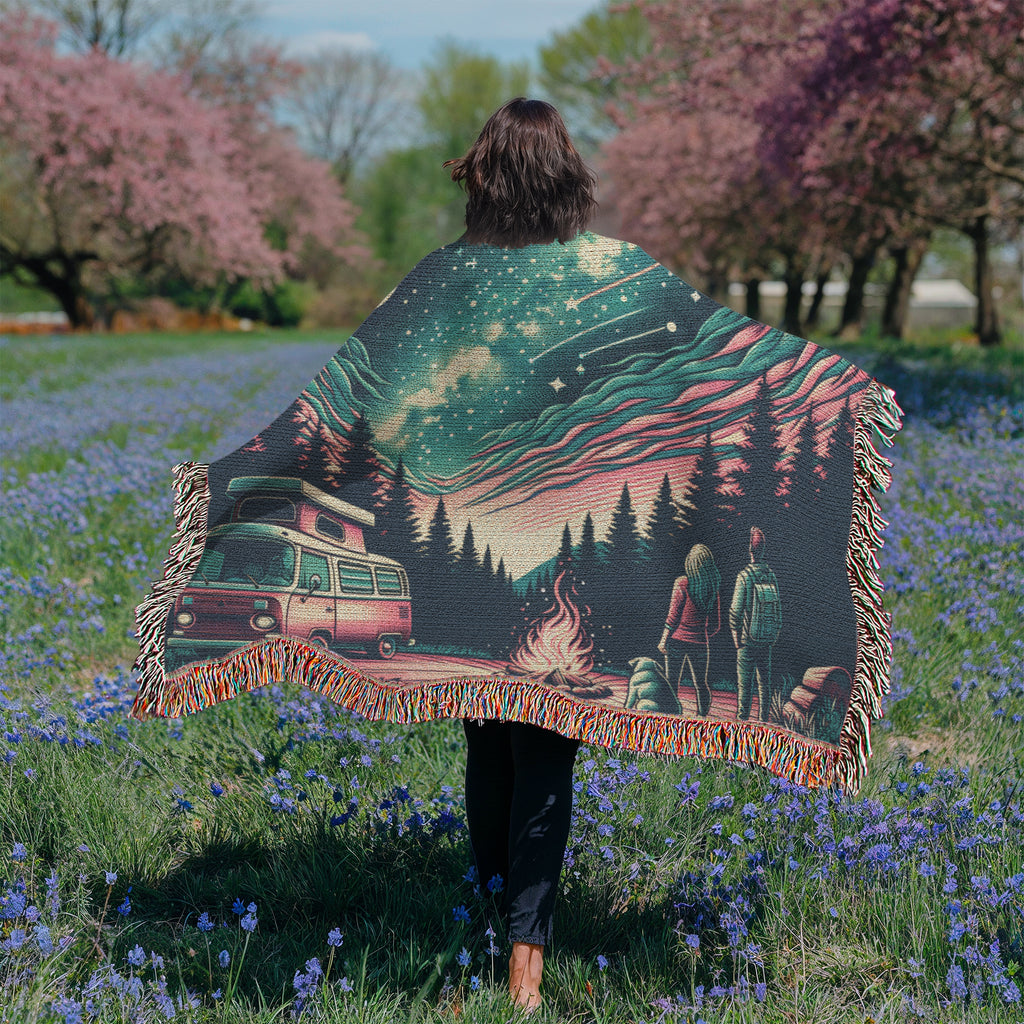 Starry Night Outdoor Adventure Woven Blanket