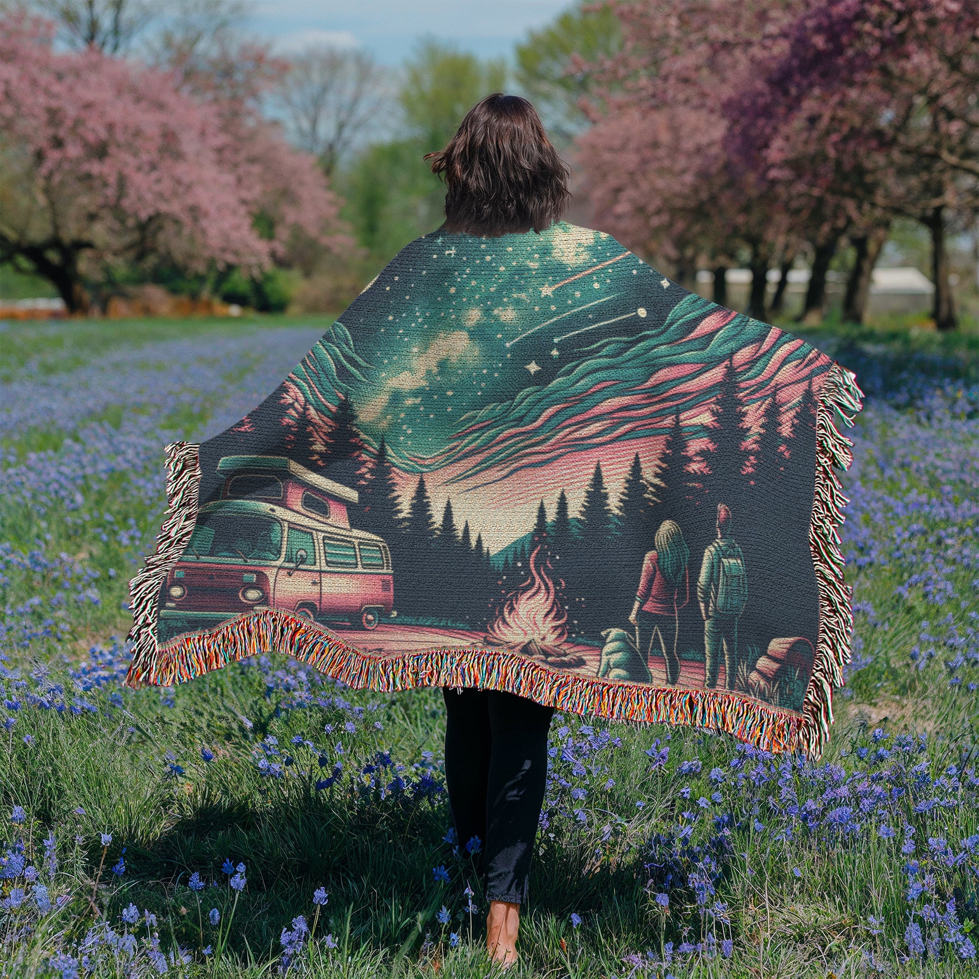 Starry Night Outdoor Adventure Woven Blanket