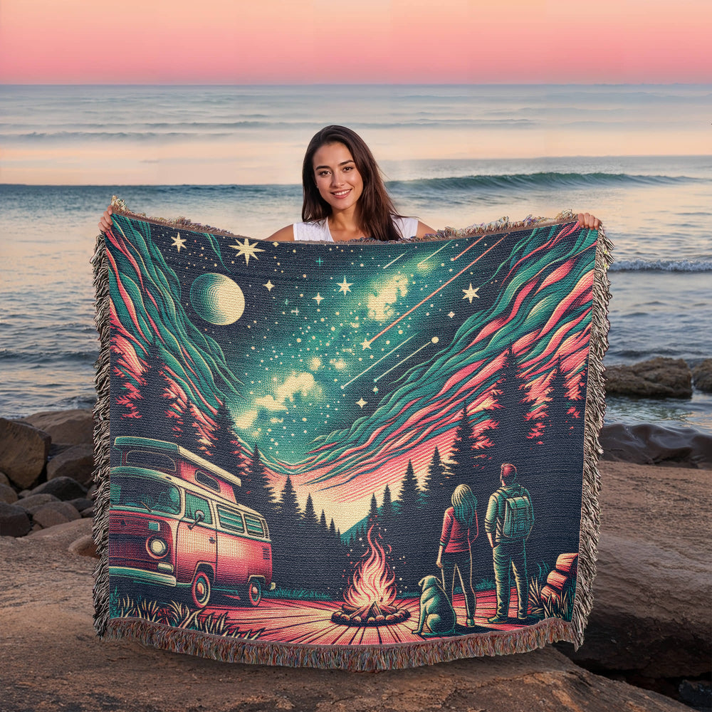 Starry Night Outdoor Adventure Woven Blanket