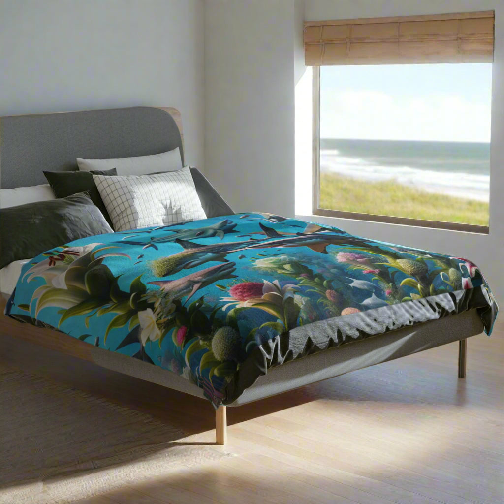 Ocean Adventure Shark Velveteen Microfiber Blanket