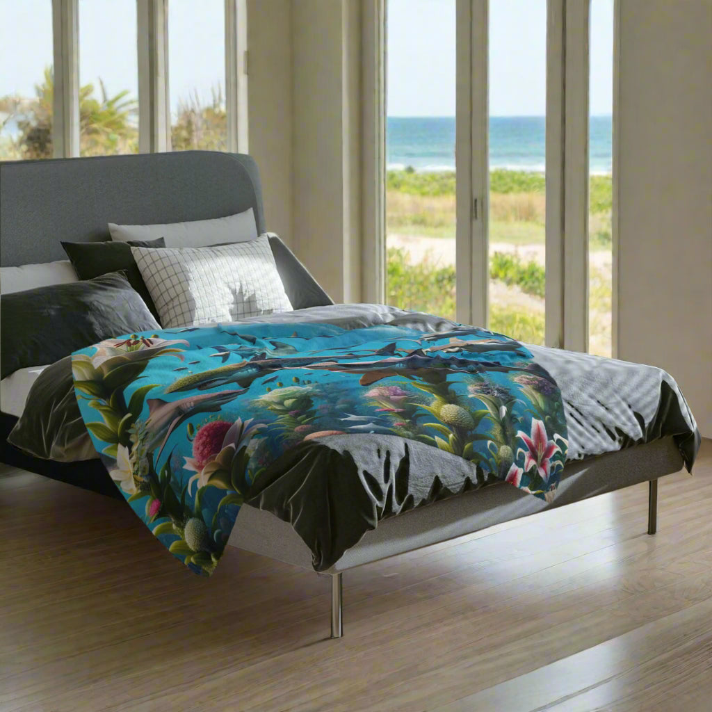 Ocean Adventure Shark Velveteen Microfiber Blanket