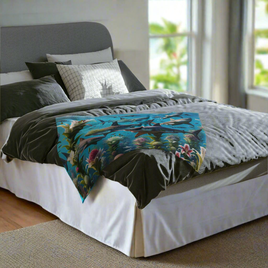 Ocean Adventure Shark Velveteen Microfiber Blanket