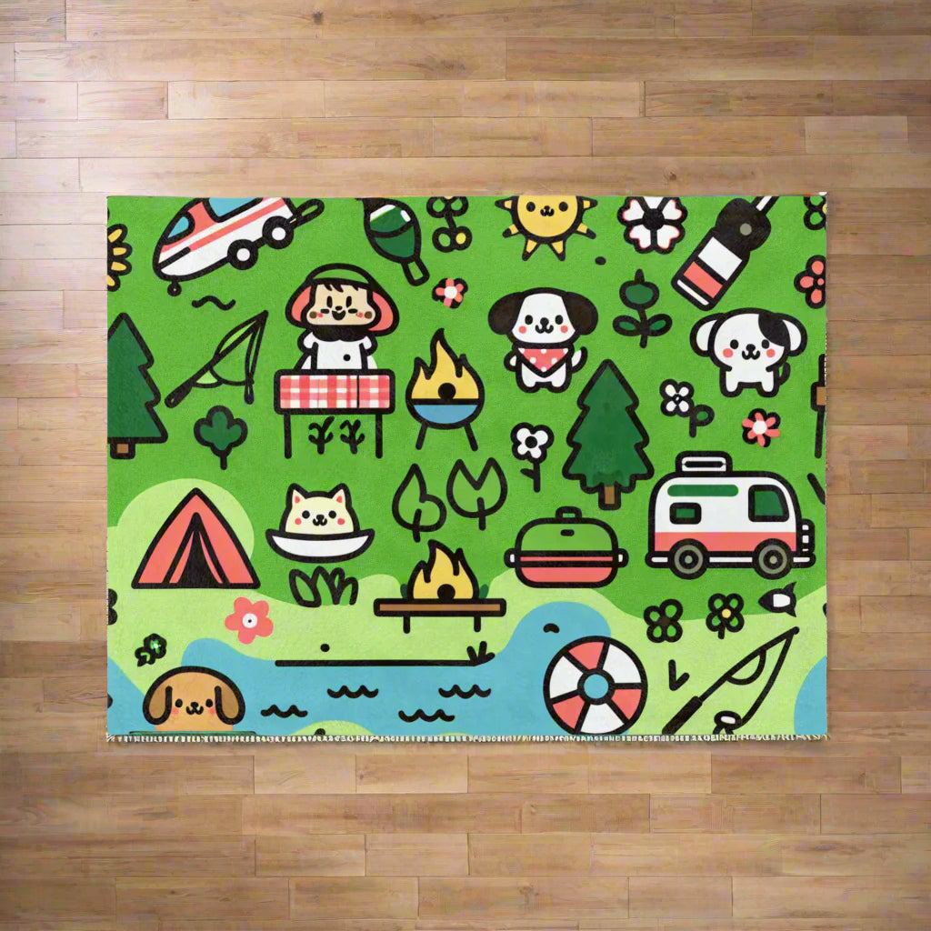 Cozy Camping Friends Velveteen Microfiber Blanket