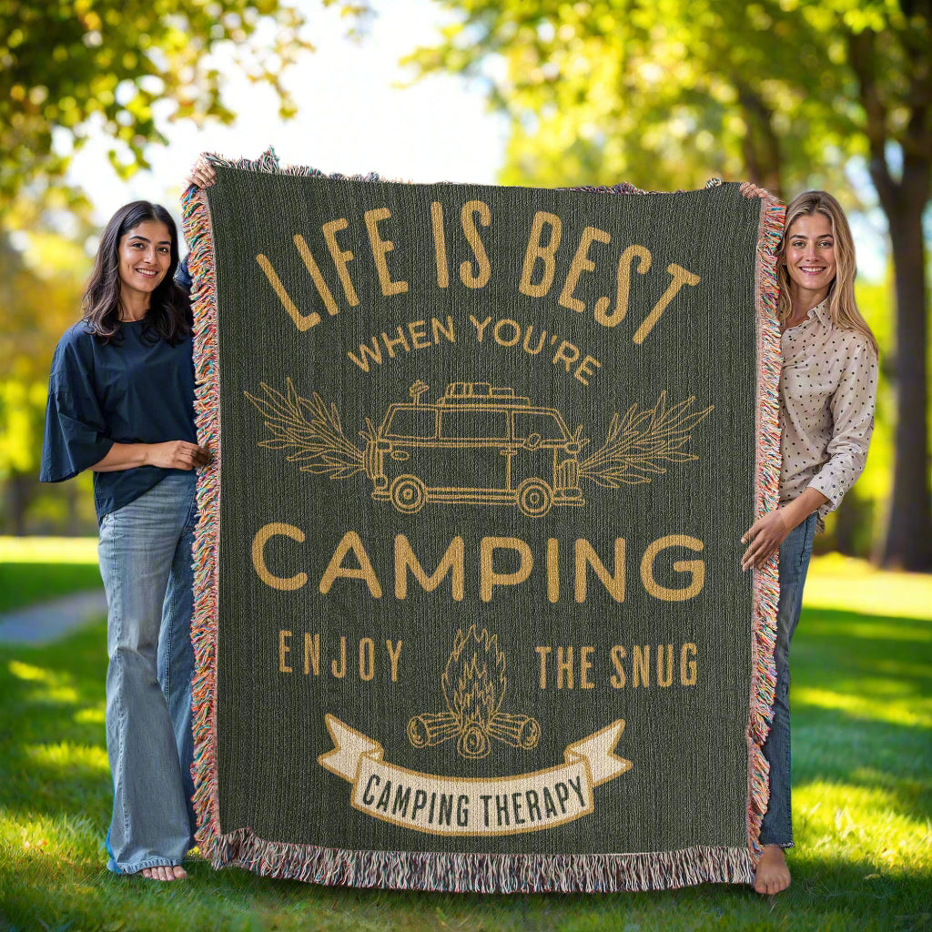 Camping Therapy Woven Blanket