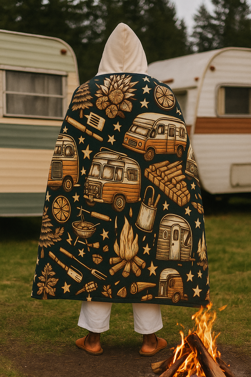 Grumpy Old Campers Hooded Sherpa Fleece Blanket