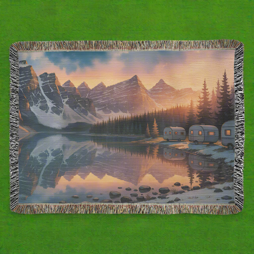 Mountains & Lake Scenery Woven Blanket