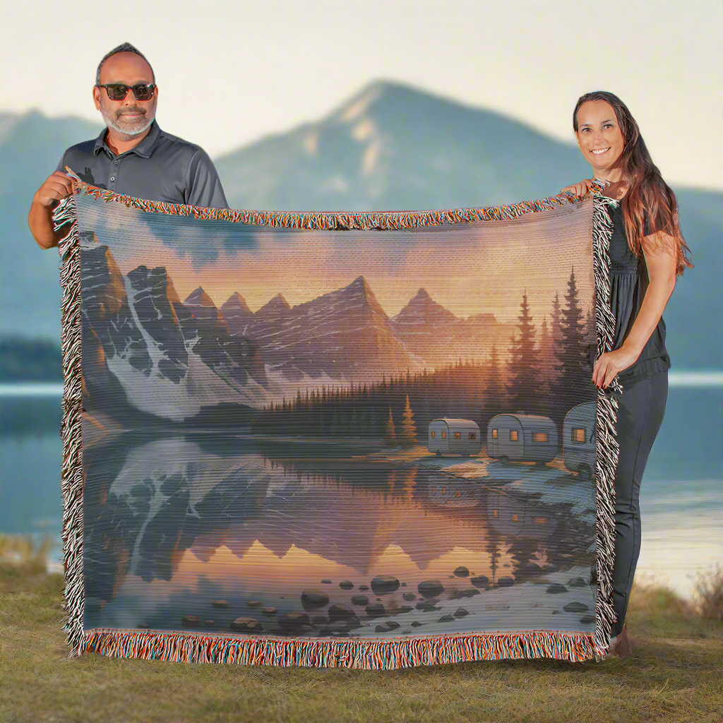 Mountains & Lake Scenery Woven Blanket