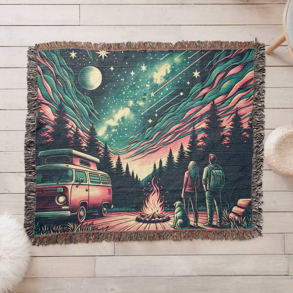 Starry Night Outdoor Adventure Woven Blanket
