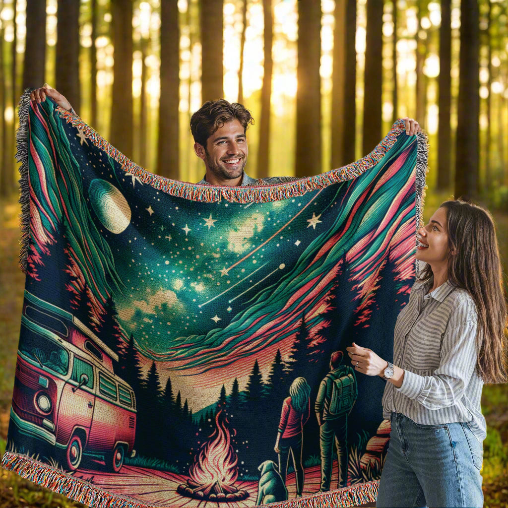 Starry Night Outdoor Adventure Woven Blanket